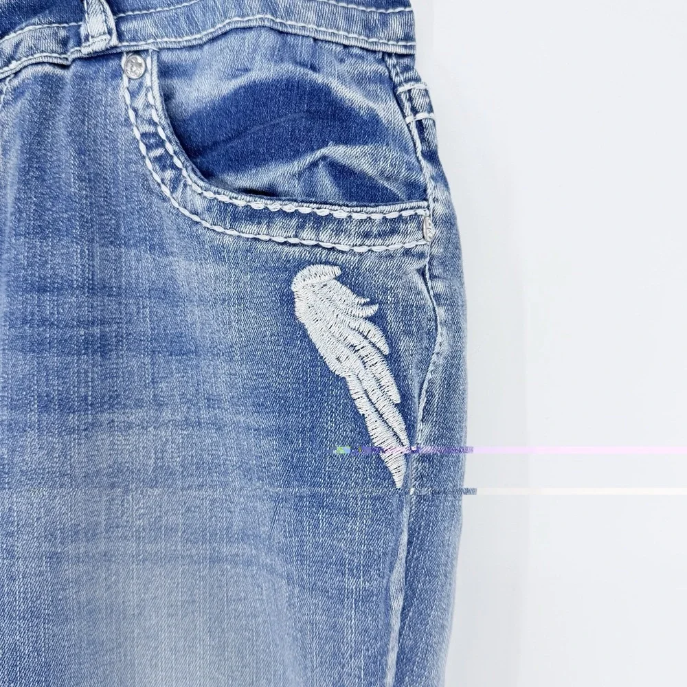 SKY Premium Collection Heart Angel Wings Halo Bling Rhinestone Flare Jeans 13